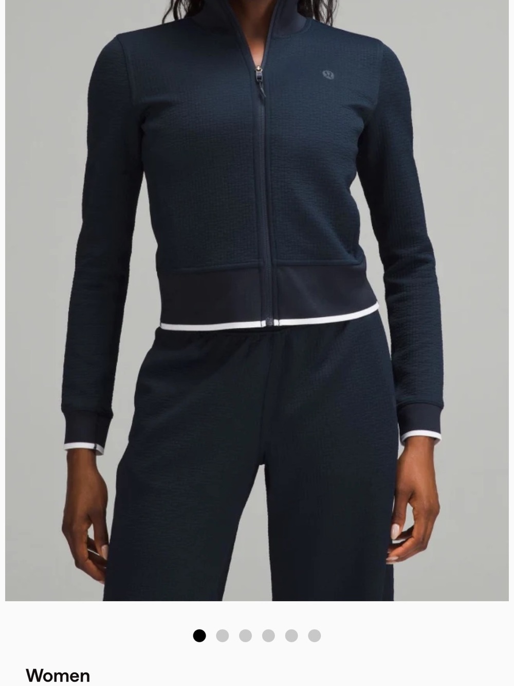 lululemon Navy slim fit track jacket Full-Zip with White Trim